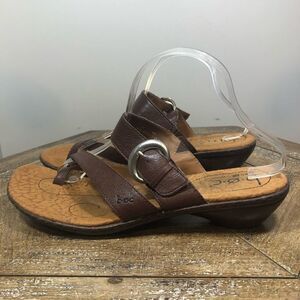 BOC Brown Leather Flip Flop Sandals Women’s Size 11